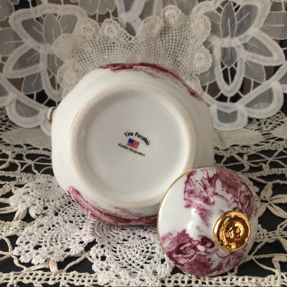Fielder Keepsakes Pink Toile Creamer and Sugar - Picture 6 of 14